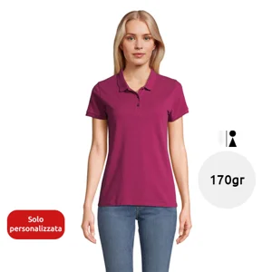 Maglietta polo da donna a maniche corte colori assortiti taglio sfiancato 100% cotone biologico 170gr