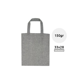 Shopper in cotone riciclato a soffietto in diverse colorazioni e con manici corti da 150gr 28x33x15cm