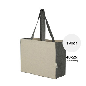 Shopper a soffietto in cotone riciclato con manici lunghi 25 cm con lati colori a contrasto 18L da 190gr 40x15x29cm