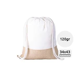 Sacca in cotone e juta con chiusura a coulisse da 120gr 34×43cm