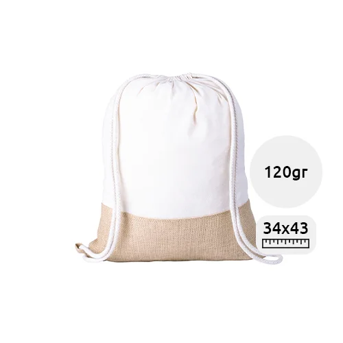 Sacca in cotone e juta con chiusura a coulisse da 120gr 34×43cm