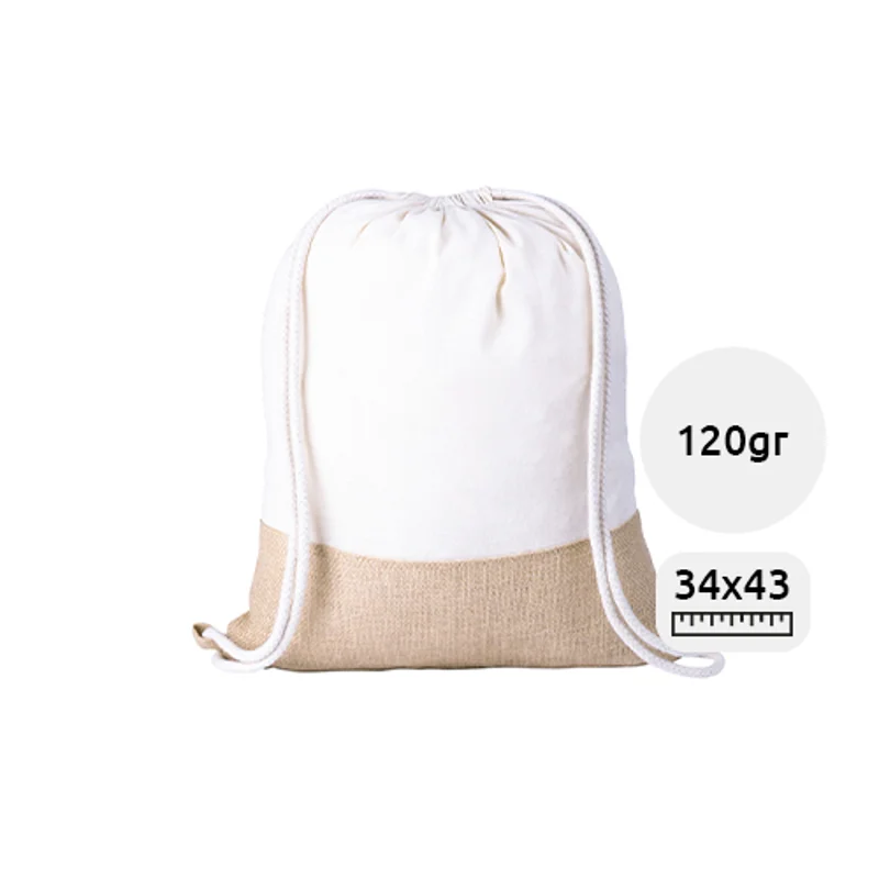 Sacca in cotone e juta con chiusura a coulisse da 120gr 34×43cm