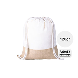 Sacca in cotone e juta con chiusura a coulisse da 120gr 34×43cm