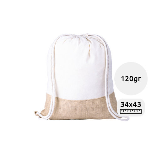 Sacca in cotone e juta con chiusura a coulisse da 120gr 34×43cm