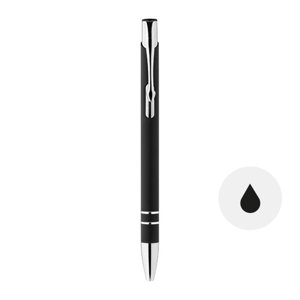 Penna a sfera in metallo con rivestimento esterno gommato in colori assortiti con meccanismo a scatto e refill nero