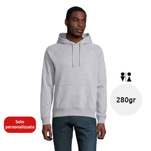 Felpa da adulto unisex colori assortiti con cappuccio e tasca a marsupio in cotone biologico e poliestere riciclato 280gr