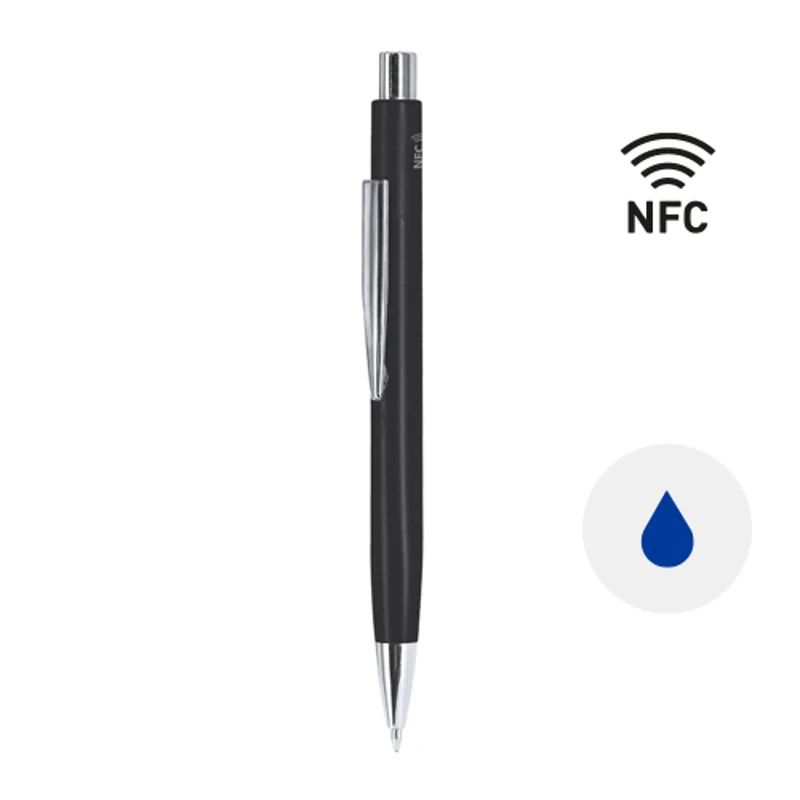 Penna a sfera in alluminio con tag NFC e refill blu