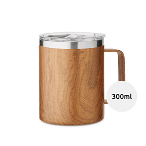 Tazza in acciaio inox riciclato a doppio strato con design finto legno da 300ml
