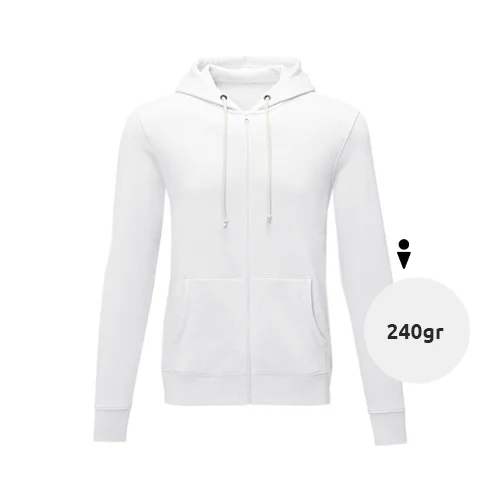 Felpa da uomo colori assortiti con cappuccio e cerniera in cotone e poliestere 240gr