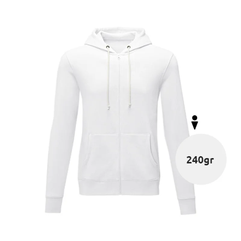 Felpa da uomo colori assortiti con cappuccio e cerniera in cotone e poliestere 240gr