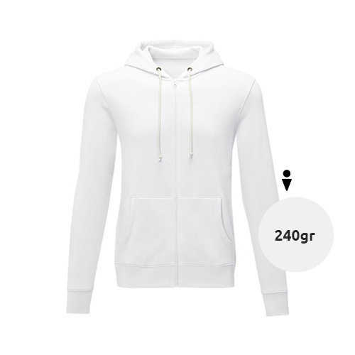 Felpa da uomo colori assortiti con cappuccio e cerniera in cotone e poliestere 240gr