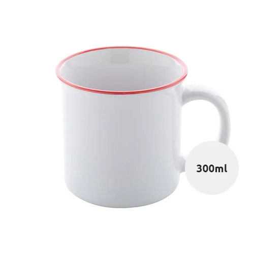 Tazza vintage in ceramica con rifinitura colorata sul bordo ideale per sublimazione 300ml