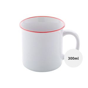 Tazza vintage in ceramica con rifinitura colorata sul bordo ideale per sublimazione 300ml