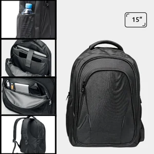 Zaino porta pc da 15" in poliestere 1680D con schienale imbottito e tasca laterale in rete