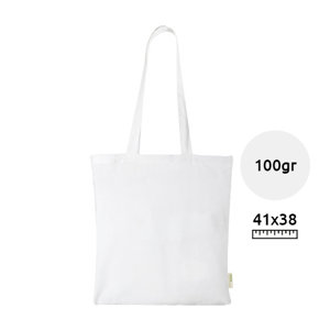 Shopper in cotone biologico con manici lunghi disponibili in vari colori 100 gr 38x41cm