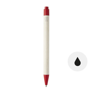 Penna a sfera con meccanismo scatto in cartone del latte riciclato e plastica PLA refill nero
