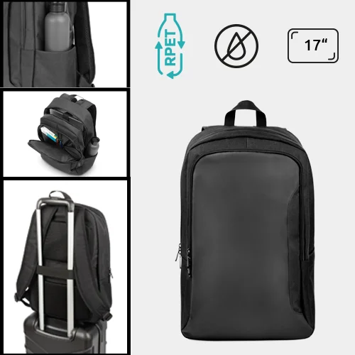 Zaino porta PC da 17" in poliestere riciclato 600D con rivestimento idrorepellente e fodera in poliestere riciclato