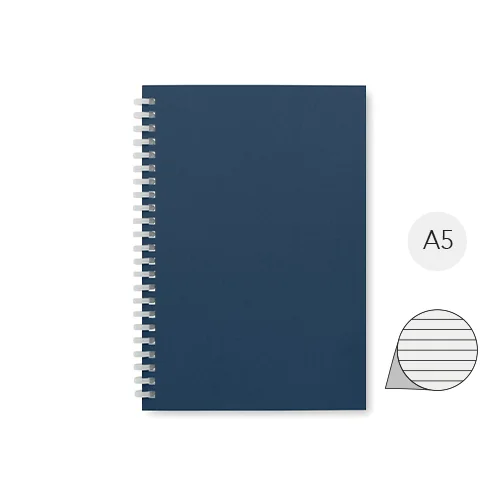 Block notes A5 con spirale copertina in cartone riciclato e 80 fogli a righe