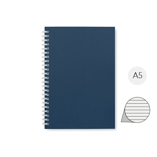 Block notes A5 con spirale copertina in cartone riciclato e 80 fogli a righe
