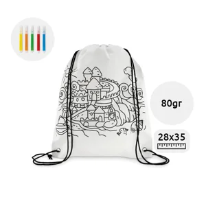 Sacca da colorare in TNT con pennarelli inclusi da 80gr 28X35cm