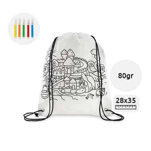 Sacca da colorare in TNT con pennarelli inclusi da 80gr 28X35cm