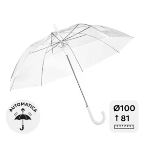 Ombrello in POE trasparente automatico 23" con manico a uncino