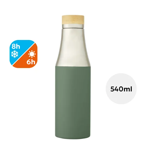 Borraccia in acciaio inossidabile con isolamento sottovuoto in rame e coperchio in bambù da 540 ml in confezione regalo