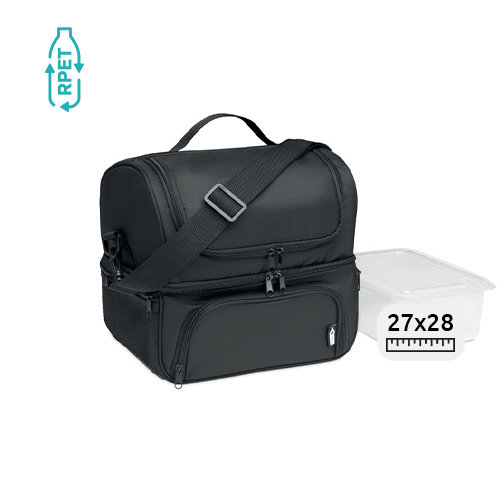 Borsa termica in RPET con porta pranzo in PP da 1.9L 27x21x28cm