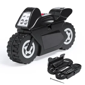 Set di utensili in robusta valigetta a forma di moto