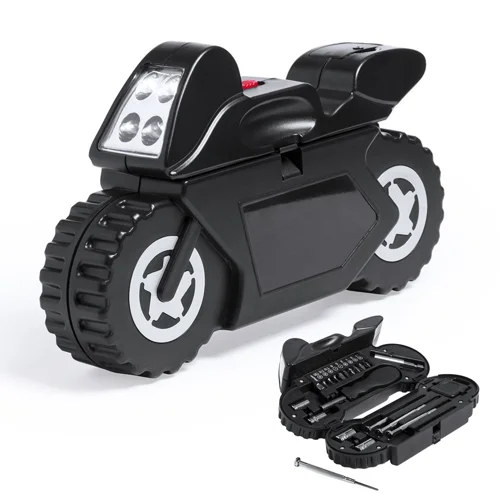 Set di utensili in robusta valigetta a forma di moto