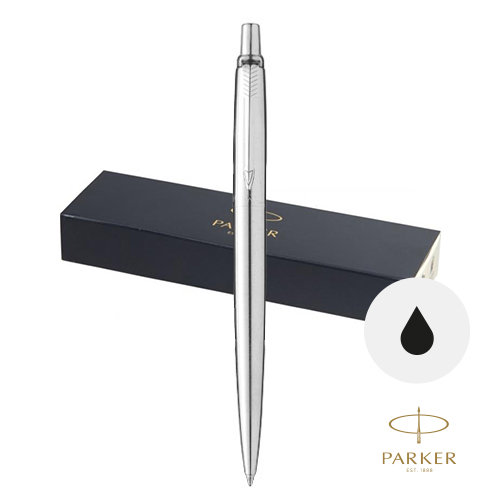 Penna a sfera Parker in acciaio inossidabile con meccanismo a scatto e refill nero