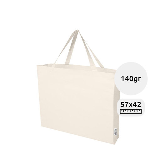 Shopper grande in cotone riciclato certificato GRS da 220gr 57x16.5x42cm