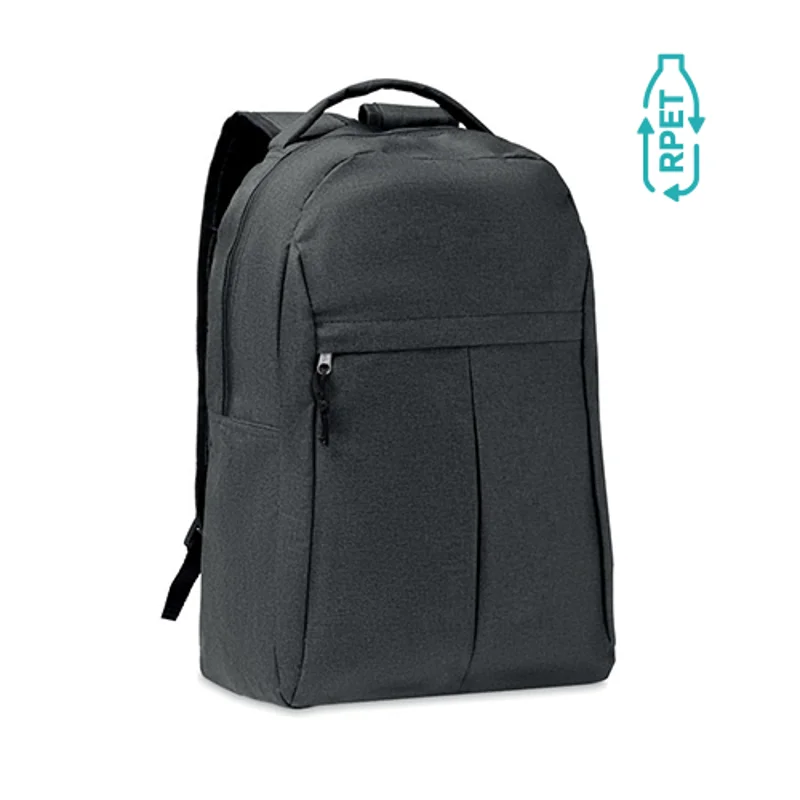 Zaino in RPET con tasca esterna con cerniera e tasca in rete laterale 31x15x44cm