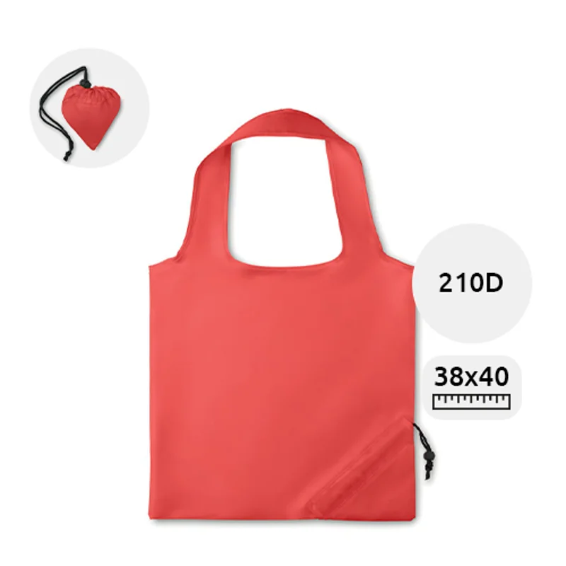 Shopper pieghevole in poliestere con manici e chiusura a coulisse da 210D 38x40cm