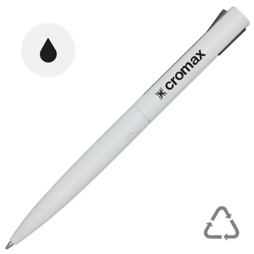 Penna a sfera con parte superiore in plastica riciclata e parte inferiore in alluminio riciclato refill nero