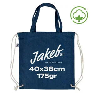 Sacca in Denim riciclato 175gr con chiusura a coulisse 40x38cm
