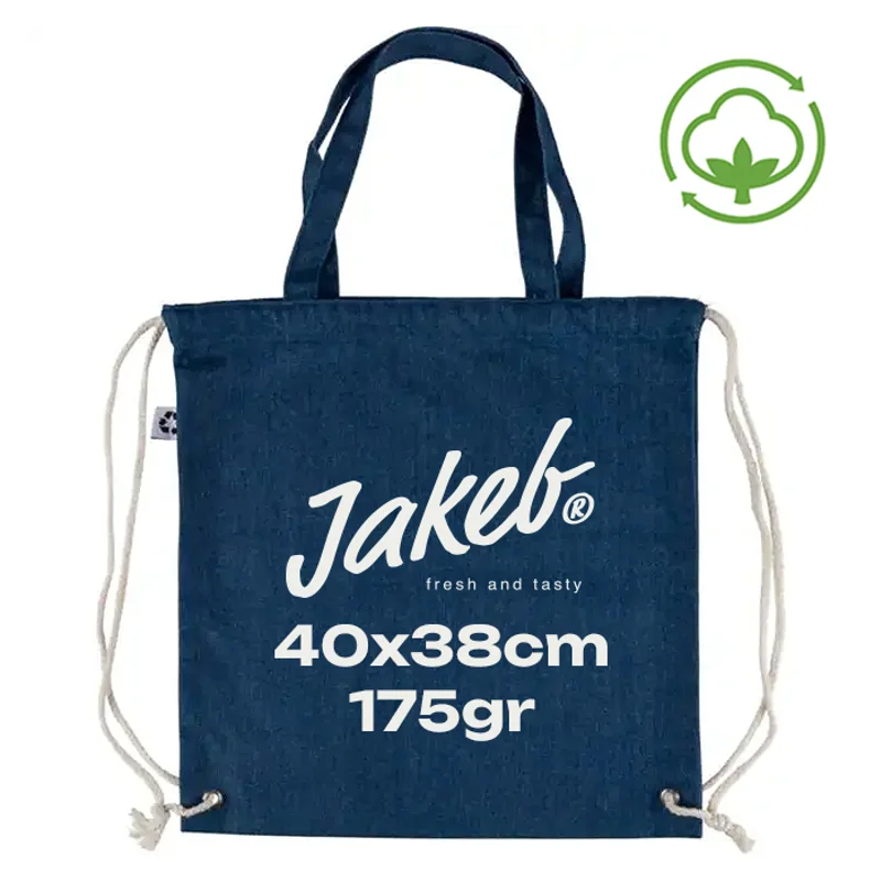 Sacca in Denim riciclato 175gr con chiusura a coulisse 40x38cm