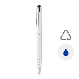 Penna a sfera a rotazione con punta touch in alluminio riciclato e refill blu