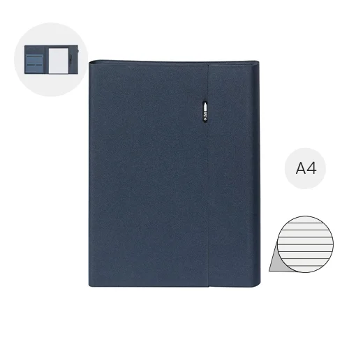 Cartella portadocumenti in RPET chiusura magnetica portacellulare pieghevole e Block notes in formato A4 da 20 fogli a righe