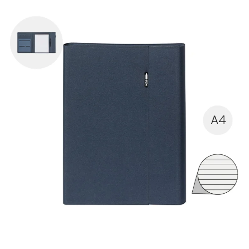 Cartella portadocumenti in RPET chiusura magnetica portacellulare pieghevole e Block notes in formato A4 da 20 fogli a righe