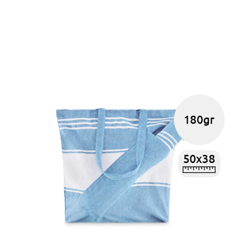 Borsa da spiaggia con telo hammam in cotone e poliestere da 180gr 50x14x38cm