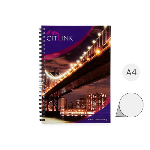 Block notes Desk-Mate A4 con rilegatura a sprirale nera e copertina e fogli totalmente personalizzabili