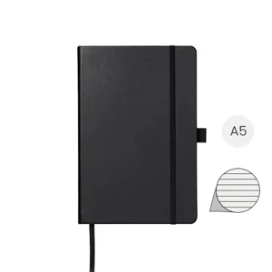 Block note A5 copertina in similpelle 96 fogli di carta a righe color crema da 80gr e tasca posteriore