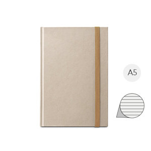 Block notes A5 con 160 pagine a righe tutto in carta di canna da zucchero con elastico