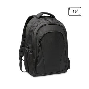 Zaino porta pc da 15" in poliestere 1680D con schienale imbottito e tasca laterale in rete