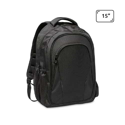 Zaino porta pc da 15" in poliestere 1680D con schienale imbottito e tasca laterale in rete