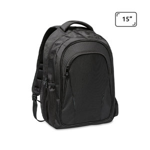 Zaino porta pc da 15" in poliestere 1680D con schienale imbottito e tasca laterale in rete