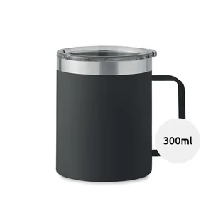 Tazza in acciaio inox riciclato a doppio strato con coperchio da 300ml