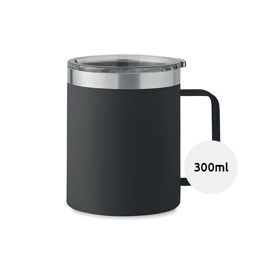 Tazza in acciaio inox riciclato a doppio strato con coperchio da 300ml