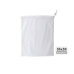 Sacca in poliestere con chiusura a coulisse totalmente personalizzabile con rete sul fronte 30x35x5cm